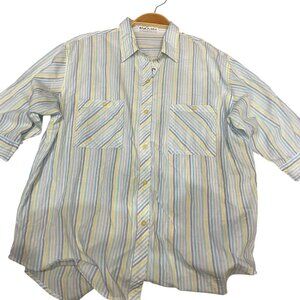Oversized Striped Button-Up Shirt – Pastel Colors